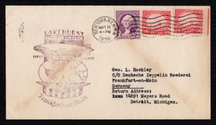 1936 (11 May) United States, Hindenburg Airship Airmail Cover from New York to Frankfurt, First Flight to North America 'Lakehurst - Frankfurt'