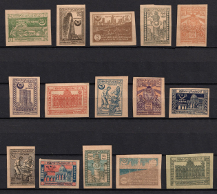 1921-22 Azerbaijan, Third Issue, Russia, Civil War (Zag. 021 - 35, Full Set, CV $45)