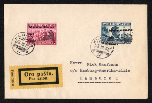 1939 (23 Mar) Memel, Germany, Airmail Cover from Klaipeda to Hamburg franked with 35c and 60c (Mi. III II, IV III, Local, CV $210)