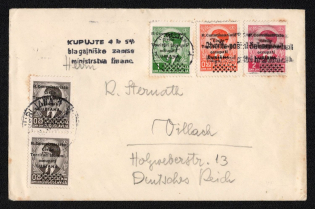 1941 (May) Yugoslavia, Italian Occupation, Italy, Cover from Ljubljana to Villach franked with 0.5d, 1d, 2d and pair of 0.25d