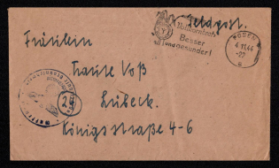 1944 (4 Nov) Poland, German Occupation, Germany, Field Post Feldpost Advertising Cover from Poznan to Lubeck