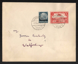 1940 (1 Oct) Luxembourg, German Occupation, Germany, Cover from Luxembourg to Walferdange franked with 4pf and 1fr