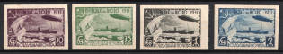 1931 Graf Zeppelin and Icebreaker 'Malygin', Soviet Union, USSR, Russia, Airmail (Zv. 289 - 292, Imperforate, Full Set, CV $200)