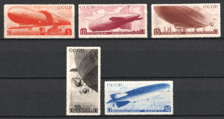 1934 The Airships of the USSR, Soviet Union, USSR, Russia, Airmail (Zv. 380 - 384, Full Set, CV $675)