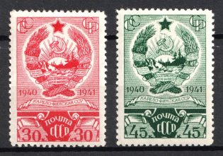 1941 First Anniversary of the Karelian-Finnish SSR, Soviet Union, USSR, Russia (Full Set)