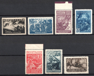 1942 The Great Fatherland's War, Soviet Union, USSR, Russia (Zag. 737 - 743, Full Set, CV $120, MNH/MH)