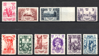 1939 All - Union Agricultural Fair 'New in the Agriculture', Soviet Union, USSR, Russia (Zv. 592 - 601, Full Set, CV $120)