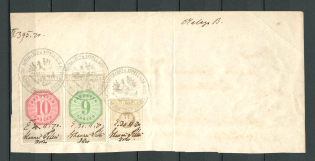 1870-80 Germany Prussia Revenue Stamps Part of Document (Cancelled)