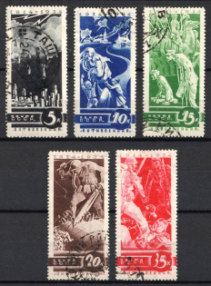 1935 Anti-War Propaganda, Soviet Union, USSR, Russia (Zv. 391 - 395, Full Set, Used, CV $55)