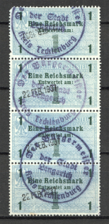 1937 Germany Exchange Revenue Stamps Se-tenant 1 Rm (Cancelled)