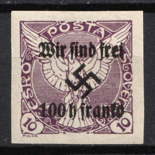 1938 100h on 10h Occupation of Rumburg, Sudetenland, Germany (Mi. 19, Signed, CV $50)