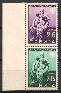 1942 Serbia, German Occupation, Germany, Se-tenants (Mi. S Zd 1, Margin, CV $30)