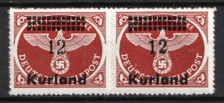1945 12pf Kurland, German Occupation, Germany, Pair (Mi. 4 B y, CV $40)