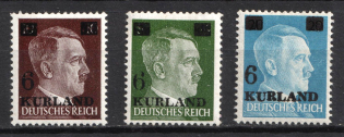 1945 Kurland, German Occupation, Germany (Mi. 1 vx, 2 wz, 3 vz, Full Set, CV $120)