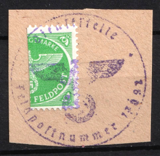 1945 Kurland (Courland), Military Mail Fieldpost Feldpost, Germany (Mi. 16, BISECT on piece, Used, CV $80)