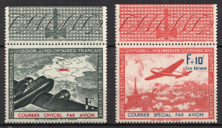 1941 French Legion, Germany, Airmail (Mi. II - III, Full Set, Margins, CV $60, MNH)
