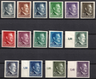 1941 General Government, Germany (Mi. 71 U - 75 U, 77 U - 81 U, 86 U, 88 U, 110 U - 112 U, Imperforate, CV $60)