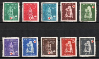1943 Croatia, NDH (Mi. 118 - 127, Full Set, CV $20, MNH)