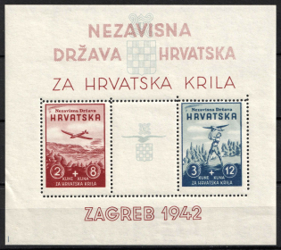 1942 Croatia, NDH, Souvenir Sheet (Mi. Bl. 2, CV $85)