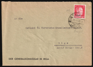 1942 (25 Jun) Ostland, German Occupation, Germany, Cover from and to Riga franked with 12pf