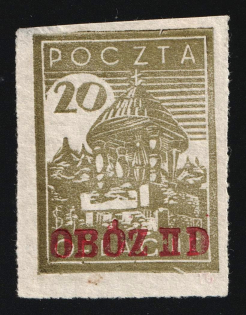 1944 20f Gross-Born, Poland, POCZTA OB.OF.IIC, WWII Camp Post (Fi. 6 I bx, Signed, CV $570, MNH)