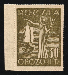 1944 30f Gross-Born, Poland, POCZTA OB.OF.IIC, WWII Camp Post, Margin (Fi. 11, Signed, CV $60, MNH)