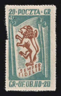 1944 20f Gross-Born, Poland, POCZTA OB.OF.IIC, WWII Camp Post (Fi. 29)