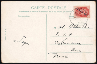 1907 (19 Apr) Postcard to France, franked with 20pa, Offices in Levant, Russia (Russika 56, CV $65)