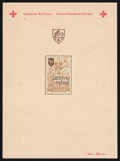 1946 Augsburg, Lithuania, Baltic DP Camp, Displaced Persons Camp, Souvenir Sheet (Wilhelm Bl. 4 B, Imperforate, CV $90)