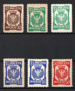 1945 Dachau - Allach, Poland, DP Camp, Displaced Persons Camp (Wilhelm 1, 2a,b, 3a,b, 4, Full Set, CV $50)
