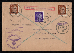 1942 (16 Jan) Aleshki Provisional Line Postmark, Official Mail (Dienstpost) Regular Cover, German Occupation of Ukraine
