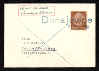 1942 (28 Feb) Dunaivtsi Provisional Line Postmark, Official Mail (Dienstpost) Regular Cover, German Occupation of Ukraine