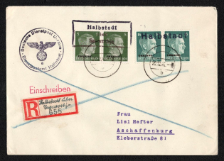 1942 (20 Dec) Halbstadt via Zaporizhzhia Provisional Line Postmark and Rare Manuscript Registered Label, Registered Cover, German Occupation of Ukraine