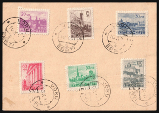 1941 (10 Oct) Estonia, German Occupation, Germany, 20k Postal Stationery Postcard from Voru franked with full set of Mi. 4 - 9 (CV $610)