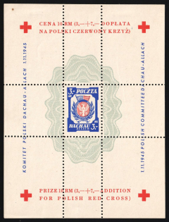 1945 Dachau - Allach, Poland, DP Camp, Displaced Persons Camp, Souvenir Sheet (Wilhelm Bl. 1 x I A, CV $30)