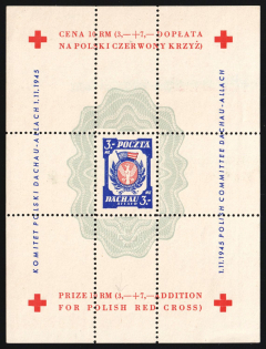 1945 Dachau - Allach, Poland, DP Camp, Displaced Persons Camp, Souvenir Sheet (Wilhelm Bl. 1 x I A, Opened '3', CV $40)