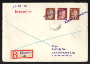 1942 (3 Jun) Kivertsi Provisional Line Postmark, Registered Cover, German Occupation of Ukraine