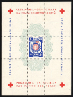 1945 Dachau - Allach, Poland, DP Camp, Displaced Persons Camp, Souvenir Sheet (Wilhelm Bl. 1 z I A, CV $30)