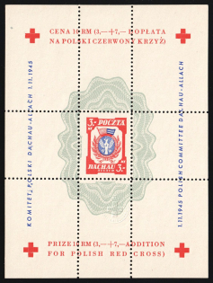 1945 Dachau - Allach, Poland, DP Camp, Displaced Persons Camp, Souvenir Sheet (Wilhelm Bl. 2 I A, CV $100)