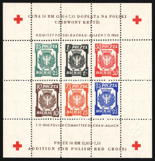 1945 Dachau - Allach, Poland, DP Camp, Displaced Persons Camp, Souvenir Sheet (Wilhelm Bl. 5 b z A, CV $60)