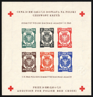 1945 Dachau - Allach, Poland, DP Camp, Displaced Persons Camp, Souvenir Sheet (Wilhelm Bl. 5 b z B, CV $60)