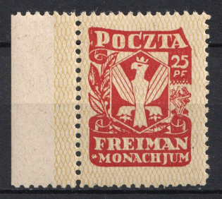 1945 25pf Freimann (Munich), Poland, DP Camp, Displaced Persons Camp (Wilhelm 1, Full Set, Margin, CV $30)