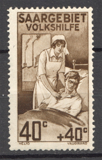 1926 Saarland Germany (Point at the right of 'O' and on the Robe, CV $120)