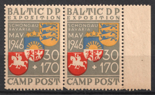 1946 Schongau, Baltic DP Camp, Displaced Persons Camp, Pair (Wilhelm 1, Margin, CV $50, MNH)