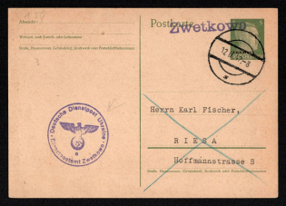 1942 (12 Sep) Tsvitkove Provisional Line Postmark, Official Mail (Dienstpost) Regular Postal Stationery Postcard, German Occupation of Ukraine