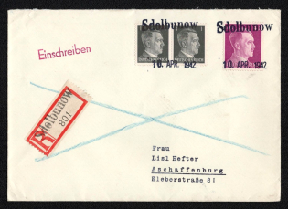 1942 (10 Apr) Zdolbuniv Provisional Line Postmark, Registered Cover, German Occupation of Ukraine