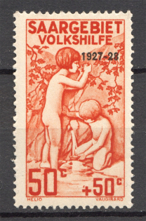 1927 Saarland Germany (Dash Above the Plus, CV $180, MNH)