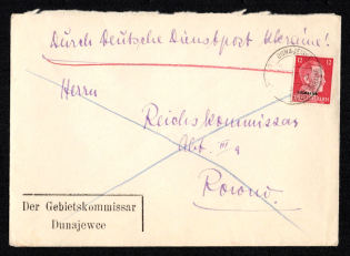 1942 Dunaivtsi Postmark, Official Mail (Dienstpost) Regular Cover, German Occupation of Ukraine