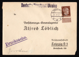 1942 (24 Jun) Horokhiv Postmark, Official Mail (Dienstpost) Regular Cover, German Occupation of Ukraine