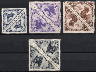 1935 Tannu Tuva, Russia, Tete-beches (Zv. 76 - 77, 79 - 80, CV $55)